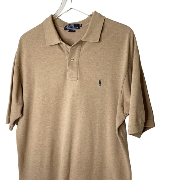 Polo Ralph Lauren Polo Shirt Tan Pony Classic Preppy Golf Country Club Large - Picture 3 of 9